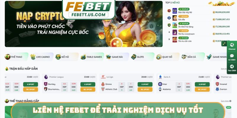 Liên hệ Febet để trải nghiệm dịch vụ tốt